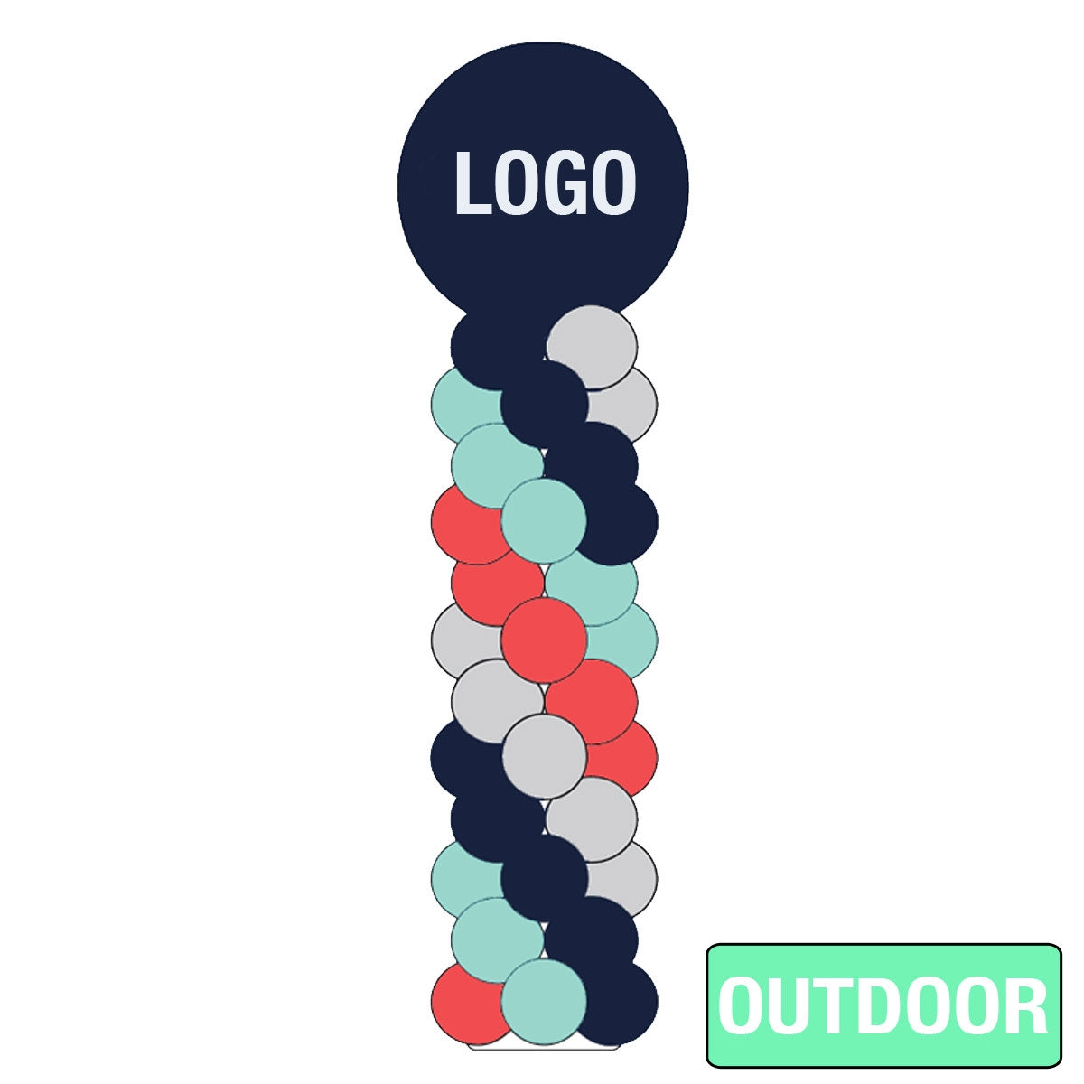 7ft Single Balloon Column in VINYL Custom Print - OUTDOOR