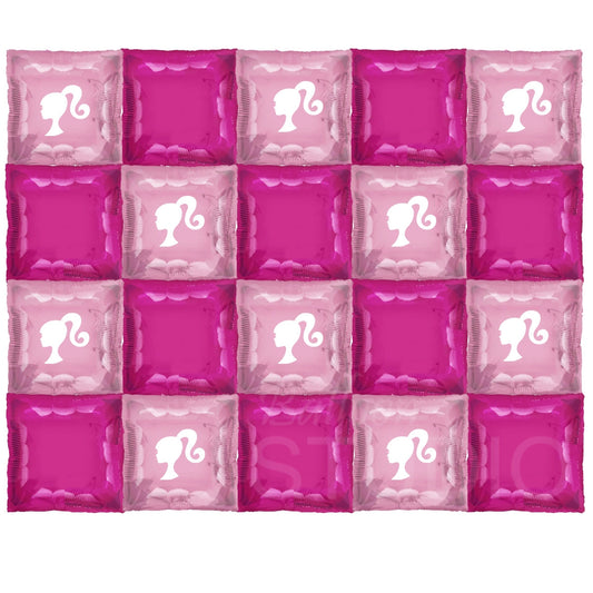Custom Printed Helium Balloon Wall in Pink Backdrop