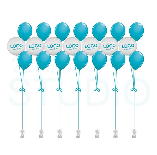 [Set of 7] Custom Printed Vinyl Hybrid Balloon Bouquets of 3