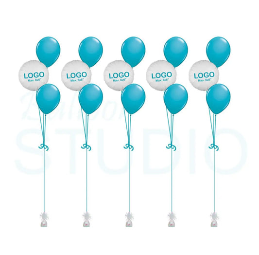 [Set of 5] Custom Printed Vinyl Hybrid Balloon Bouquets of 3